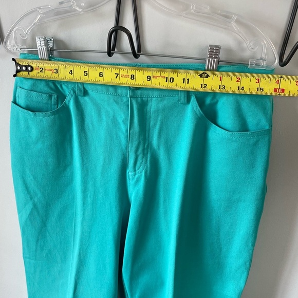 Peace of Cloth, women’s 8, aqua turquoise trousers cotton spandex business work - Picture 2 of 9